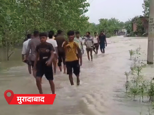 17 घंटे गंगा में फंसा रहा युवक:मथुरा में यमुना डेंजर लेवल पार, विश्राम घाट की सीढ़ियां डूबीं, 38 जिलों में बारिश का अलर्ट